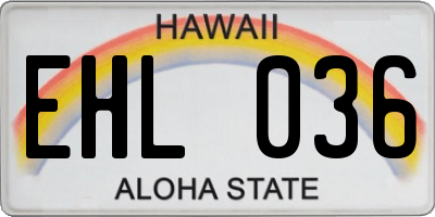 HI license plate EHL036