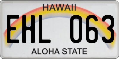 HI license plate EHL063