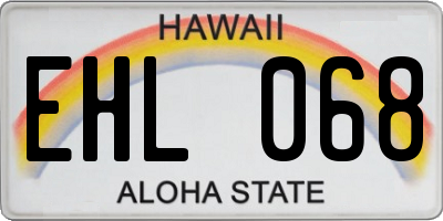 HI license plate EHL068