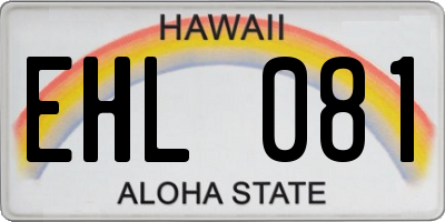 HI license plate EHL081