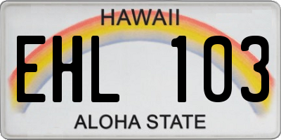 HI license plate EHL103