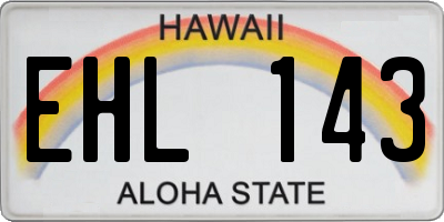 HI license plate EHL143