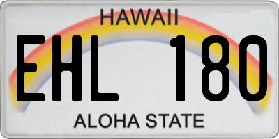 HI license plate EHL180