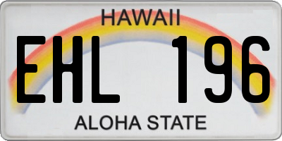 HI license plate EHL196