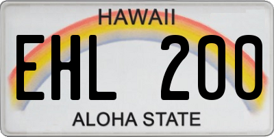 HI license plate EHL200