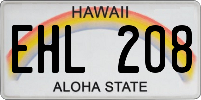 HI license plate EHL208