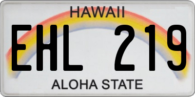 HI license plate EHL219