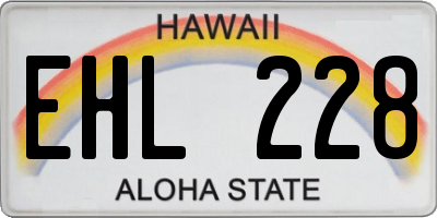 HI license plate EHL228
