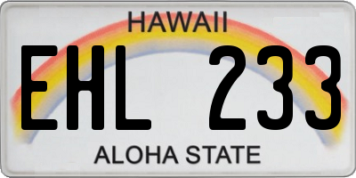 HI license plate EHL233