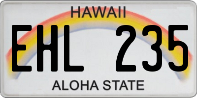 HI license plate EHL235