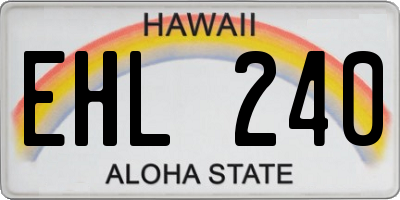HI license plate EHL240