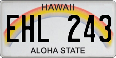 HI license plate EHL243