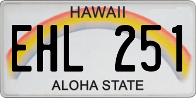 HI license plate EHL251