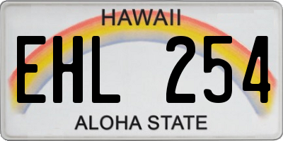 HI license plate EHL254