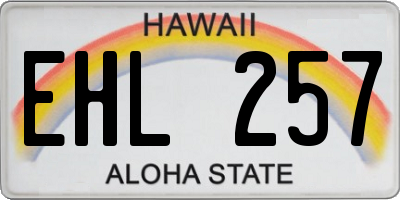 HI license plate EHL257