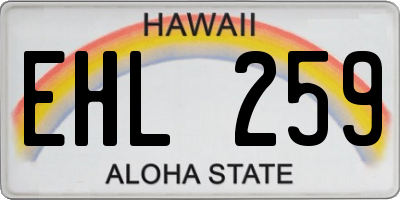 HI license plate EHL259