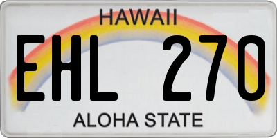 HI license plate EHL270