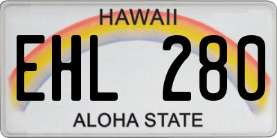 HI license plate EHL280