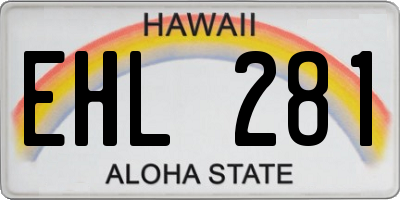 HI license plate EHL281