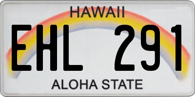 HI license plate EHL291