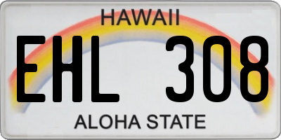 HI license plate EHL308