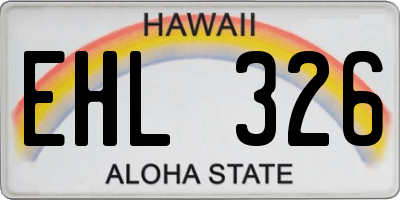 HI license plate EHL326