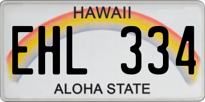 HI license plate EHL334