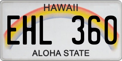 HI license plate EHL360