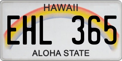 HI license plate EHL365