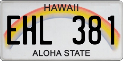 HI license plate EHL381