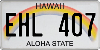 HI license plate EHL407