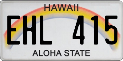 HI license plate EHL415
