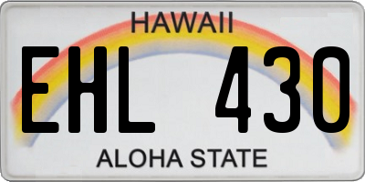 HI license plate EHL430