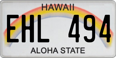 HI license plate EHL494