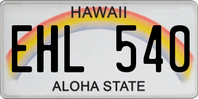HI license plate EHL540