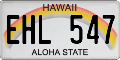 HI license plate EHL547