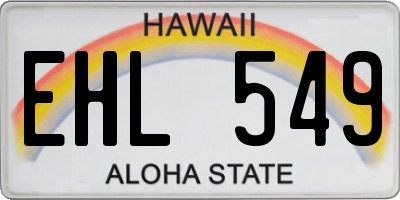 HI license plate EHL549