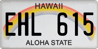 HI license plate EHL615