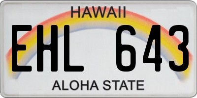 HI license plate EHL643