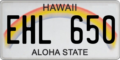HI license plate EHL650