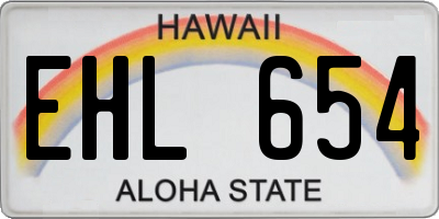 HI license plate EHL654