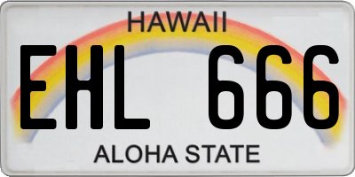 HI license plate EHL666