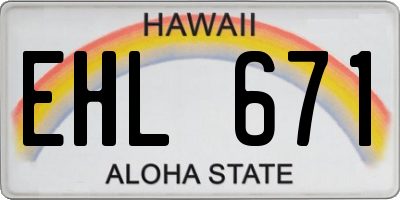HI license plate EHL671