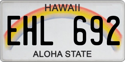 HI license plate EHL692