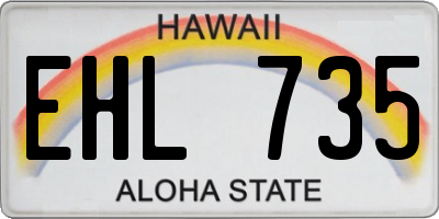 HI license plate EHL735