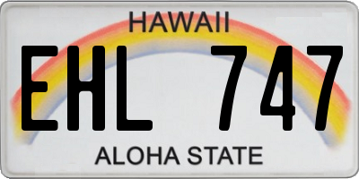 HI license plate EHL747