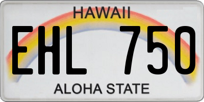 HI license plate EHL750