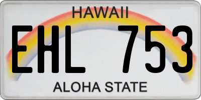 HI license plate EHL753