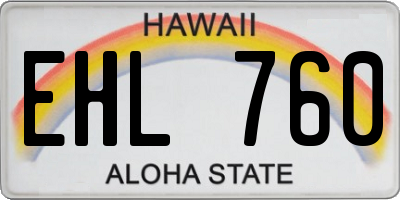 HI license plate EHL760