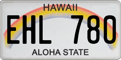 HI license plate EHL780